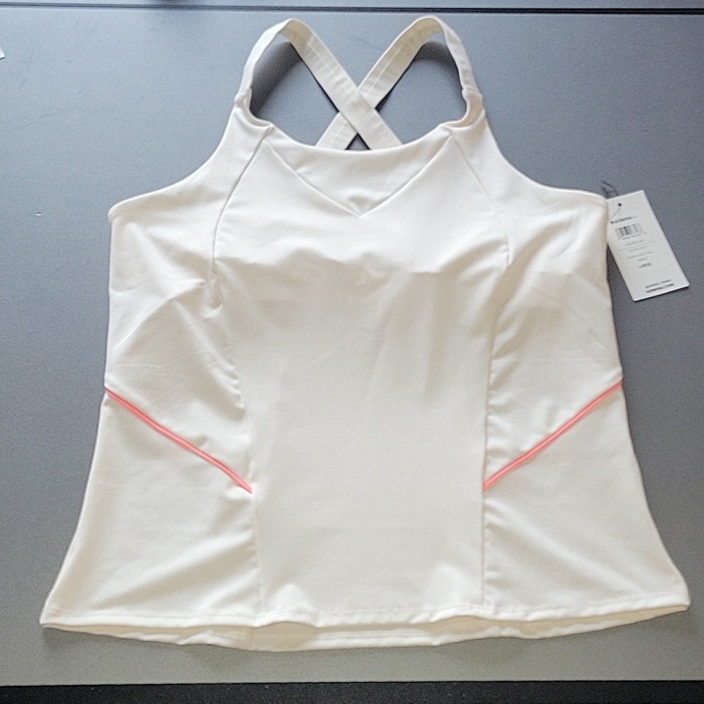K-SWISS  Women's Cross Court Tennis Tank cream/ pink sz Large NEW - Picture 3 of 7